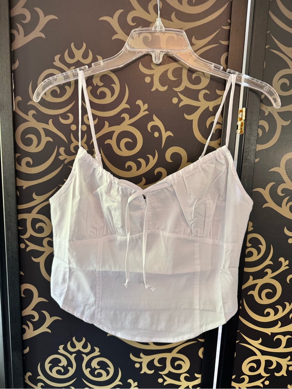 Fashion Nova White Spaghetti Strap Bustier Crop Top